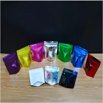 100 pcs Colored Stand Up Zip lock Foil Pouches Aluminum Foil Standing Pouches,Food Storage Stand Up zip lock Bags Free Shipping