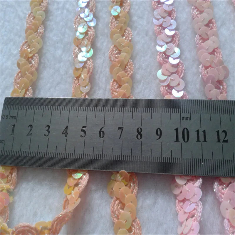 13Yard 1.5CM Wide Sequin Embroidery African Lace Ribbon Trim Sewing Dress Clothes Curtain Accessories Diy Gold Silver Black