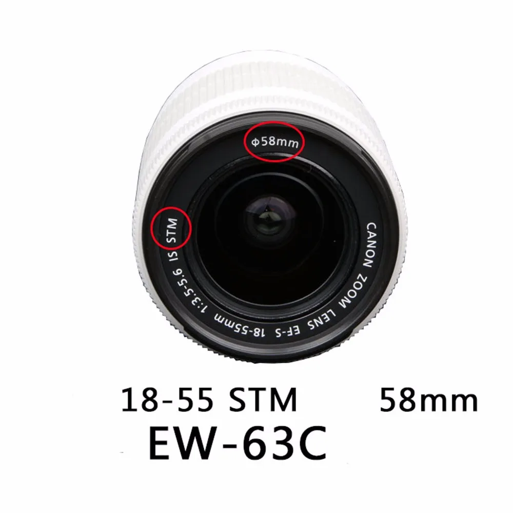 Wit EW-63C EW63C Zonnekap voor EF-S 18-55mm f/3.5-5.6 IS STM 58mm