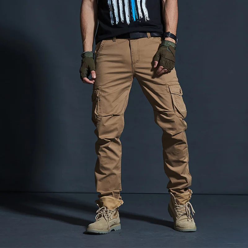 Pantalones Cargo de estilo militar para hombre, pantalones transpirables impermeables con bolsillos del ejército, pantalones casuales de talla grande