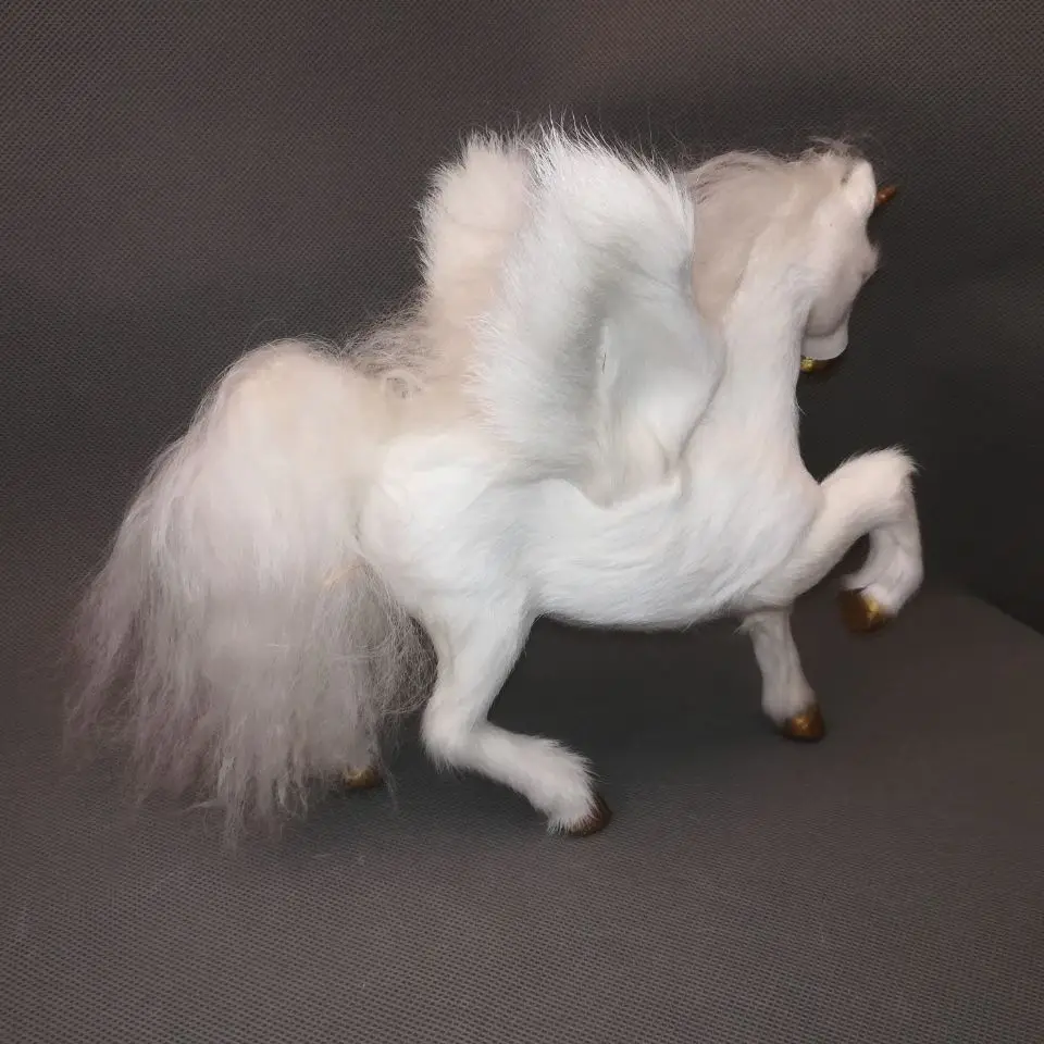 real life toy white unicorn large 24x20CM hard model,polyethylene&fur unicorn with wings ,decoration toy gift h0068