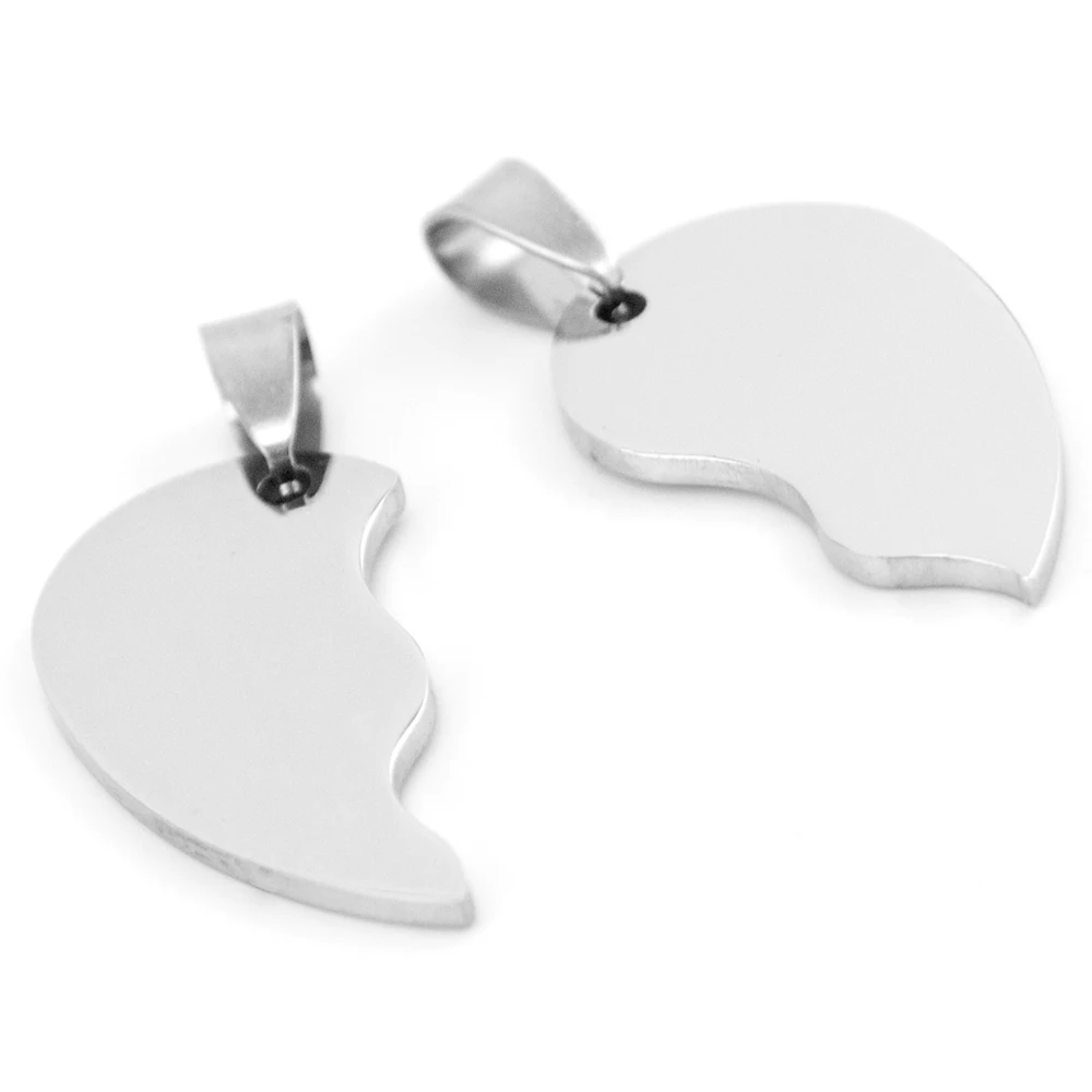 

50pcs jewelry DIY Split Hearts pendant lovers mirror high polish tag stainless steel wholesale price charms