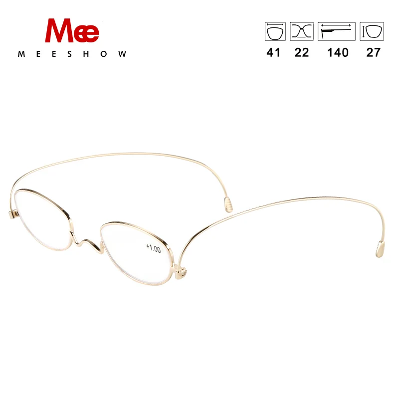 MEESHOW titanium reading glasses women men glasses frame paper glasses ultra thin eyeglasses pocket gold reading glasses +2.0