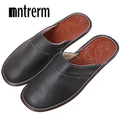 Mntrerm Men Slippers Spring And Autumn Genuine Leather Home Indoor Non - Slip Thermal Slippers 2020 New Hot Outside Home Shoes