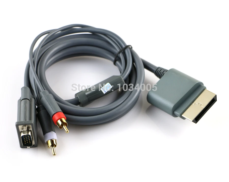 10PCS HD High Definition Slim Video Audio HDTV RCA AV VGA PC Monitor Cable Cord Connecter for XBOX360