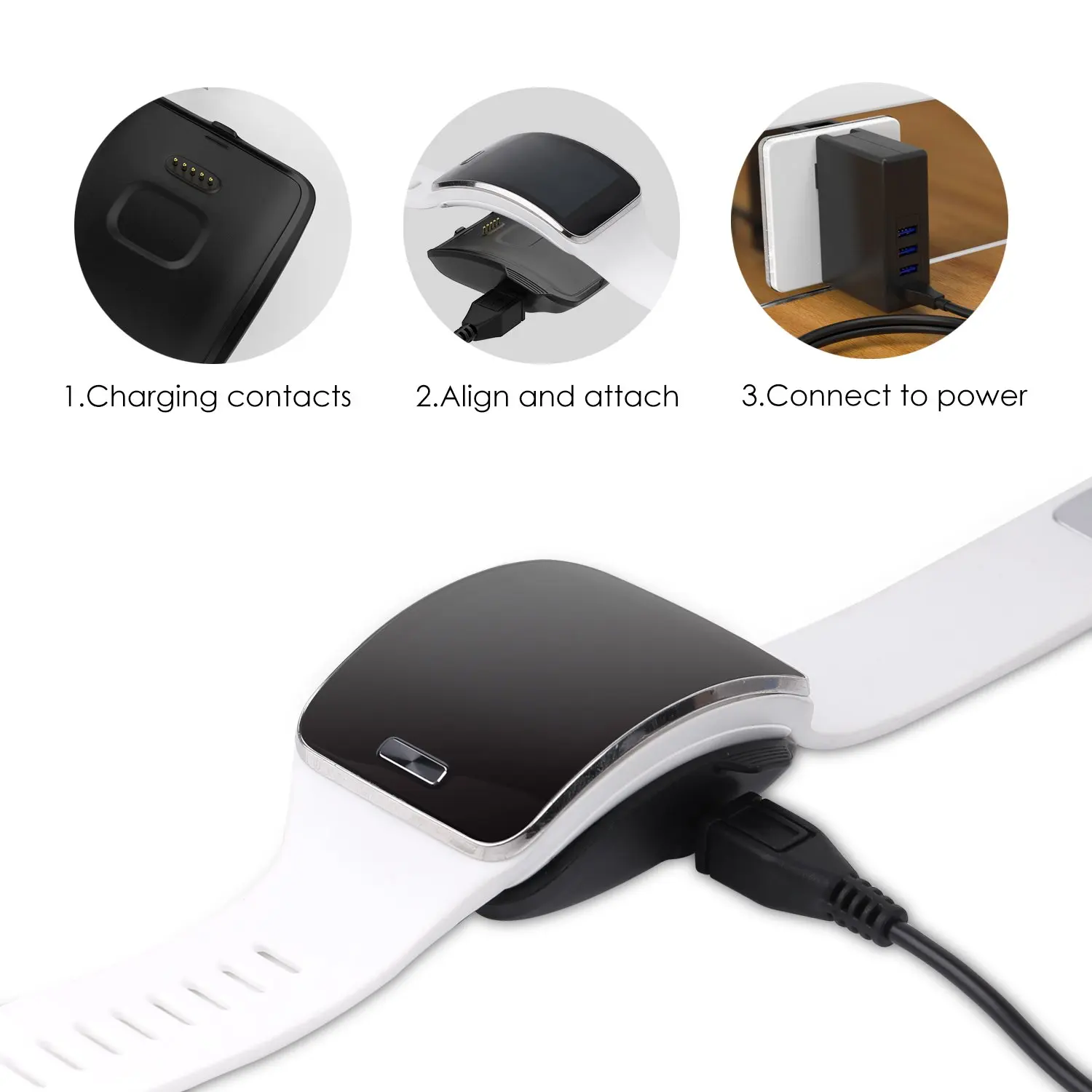 AnoKe Ladegerät Für Samsung Gear S (SM-R750) – Ladestation Mit USB-Kabel, Ersatz-Dock