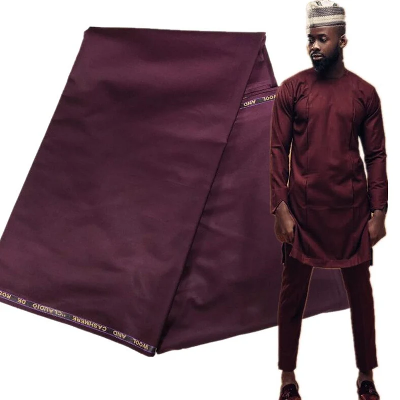 10 Yards African Soft Cashmere Cotton Fabric Material  for Men Cloth Plain Cashmere Polish Fabric Material for Garment AK5