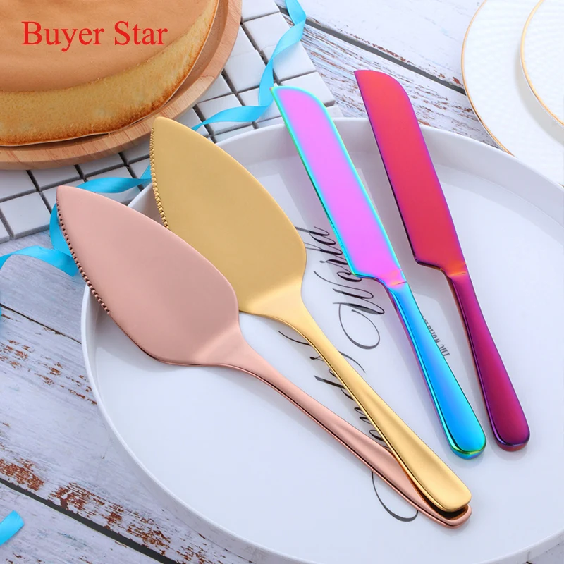 1pc/2pc/3pc Gold Stainless Steel Cake Shovel Knife Pizza Cheese Server Cake Divider knives Baking Tools Bakery Kitchen utensil