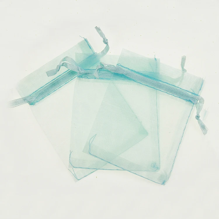 17*23cm 50pcs Lake Blue Gift Bags For Jewelry/wedding/christmas/birthday Yarn Bag With Handles Packaging Organza Bags