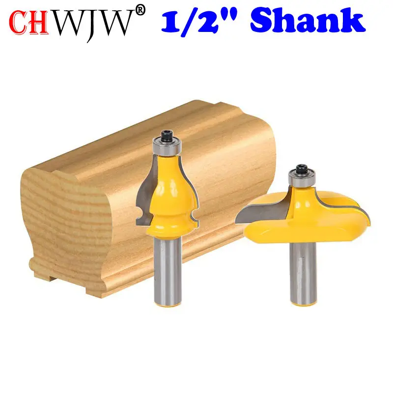 

2 Bit Handrail Router Bit Set - Wavy/Bead - 1/2" Shank Woodworking cutter Tenon Cutter for Woodworking Tools