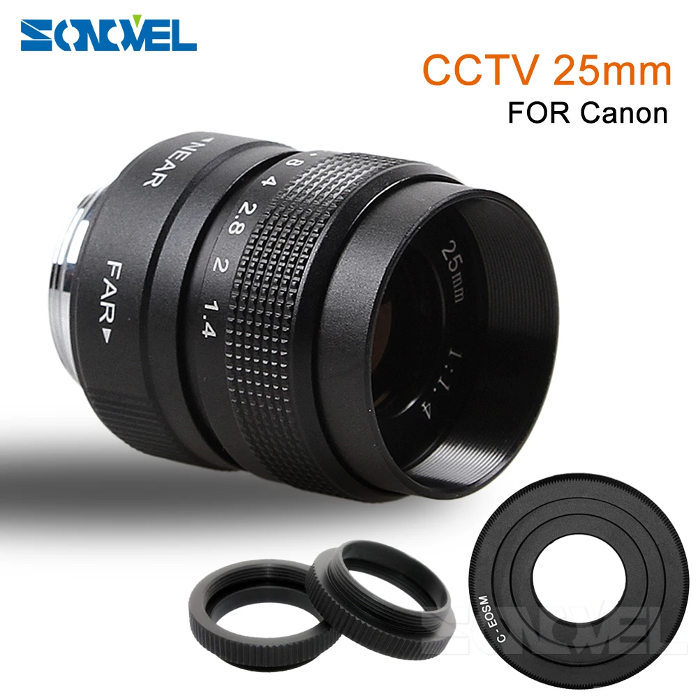 Fujian 25mm CCTV Camera Micro Lens TV Movie Fixed Clear Focus F1.4 C Mount dla Canon EOS M M2 M3 M5 M10 Mirrorless Akcesoria