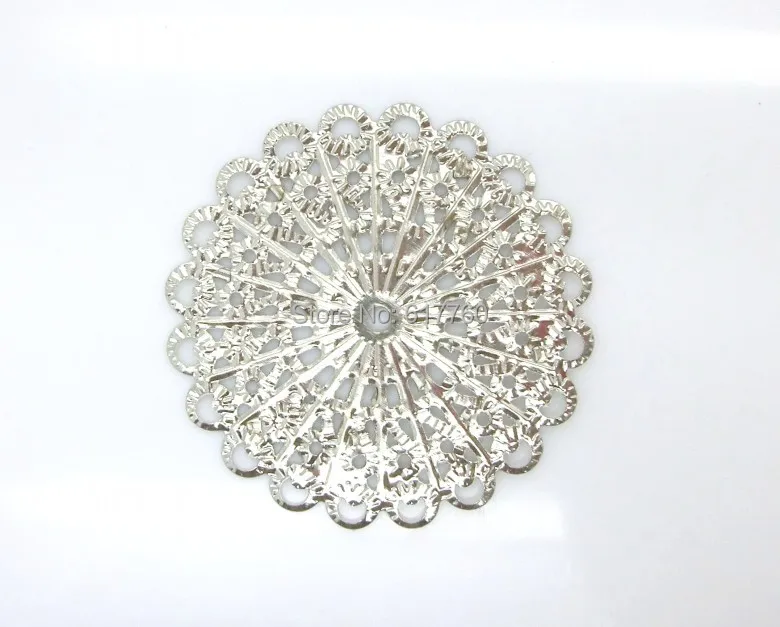 

Free shipping-50Pcs Embellishment Findings Flower Silver Tone Hollow 4.2cm x 4.2cm,D0168