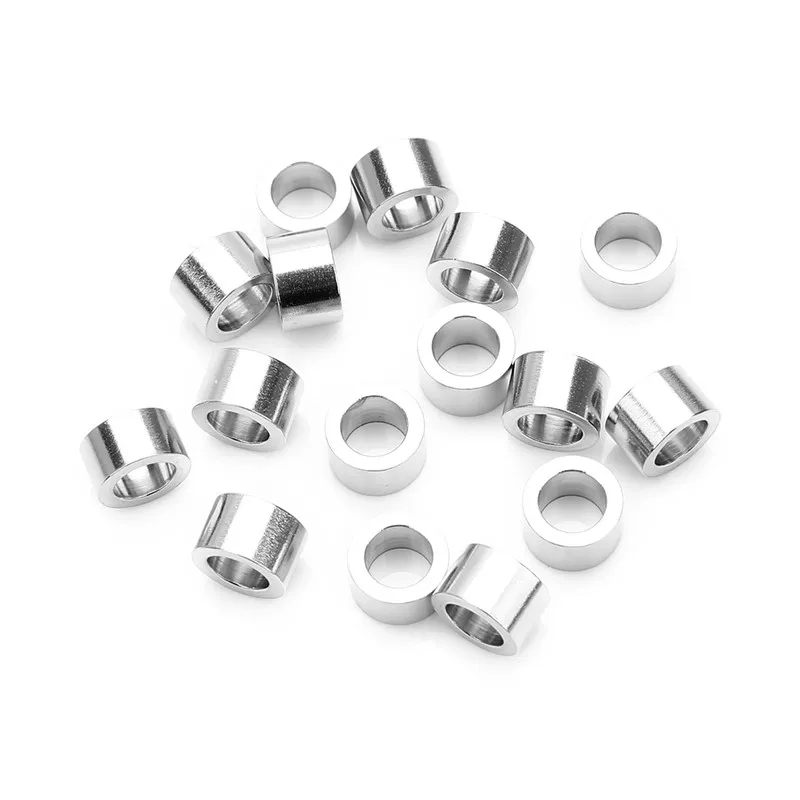 SAUVOO 20pcs/lot Stainless Steel Short Tube Spacer Bead with 3.2mm Big Hole for DIY European Jewelry Making Accessories Supplier