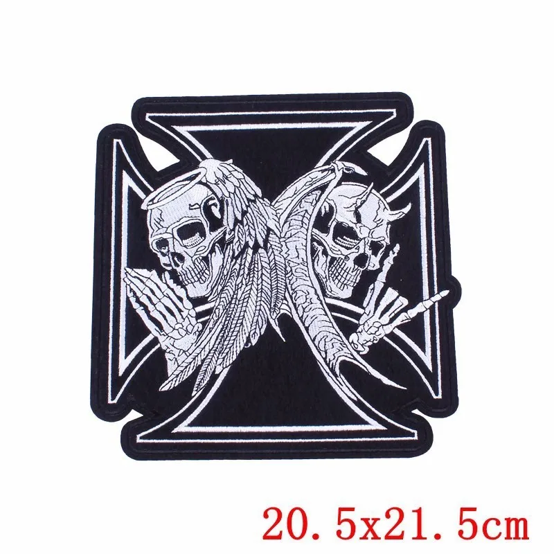 Pulaqi Punk Skull Patch Biker Rock Large ricamato moto Band Patch per vestiti giacca Big Wings Patch Back Badge H