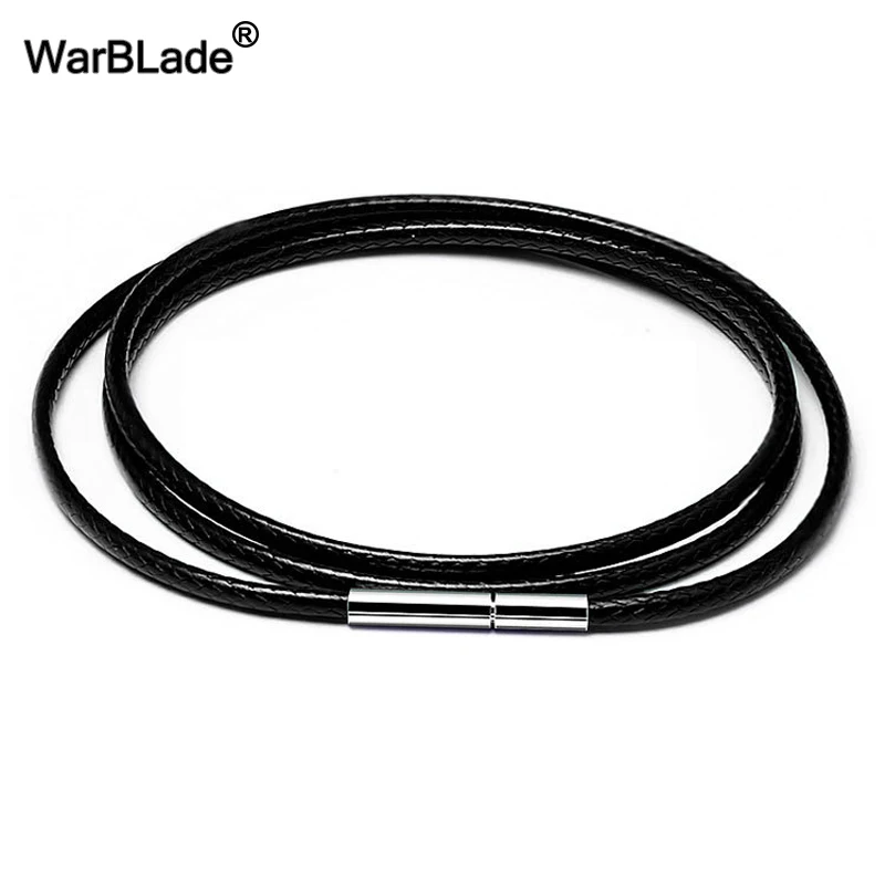 1mm 1.5mm 2mm 3mm Necklace Cord Leather Cord Wax Rope Chain Necklace 316L Stainless Steel Tube Clasp DIY Jewelry Accessories WBL