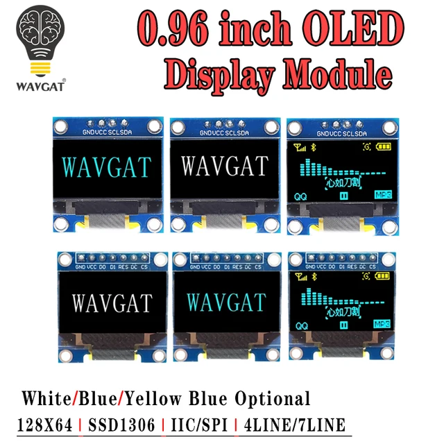 0,96-calowy moduł szeregowego białego wyświetlacza OLED IIC 128X64 I2C SSD1306 12864 Płyta ekranu LCD GND VCC SCL SDA 0,96" dla Arduino Black