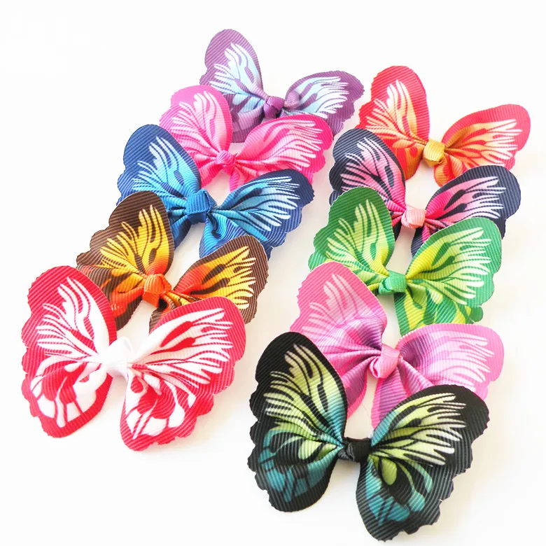 100pcs Dog hair accessories  Butterfly design Dog Pet hair bows Rubber bands Pet grooming products Fashion Pet Supplies