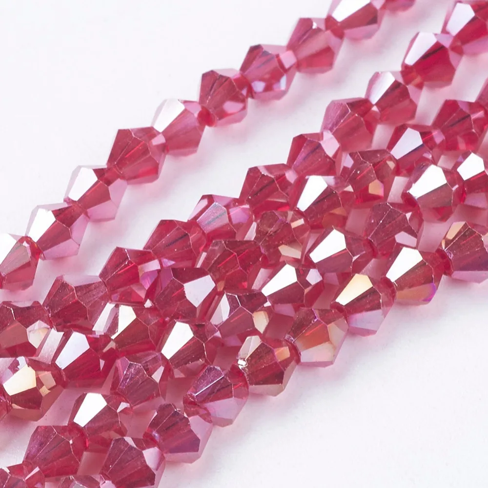 AB Color Plated Bicone Faceted Glass Beads Strands for Jewelry Making DIY,2x3mm ,4x4mm ,Hole: 0.5-1mm; 10 Strands/lot