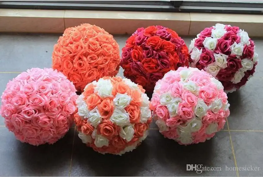 Rose balls 6~24 Inch(15~60CM) Wedding silk Pomander Kissing Ball decorate flower artificial flower for wedding garden market dec