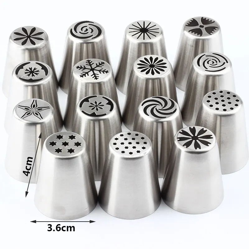 1 Pcs Brush 1 Pcs Converter+Stainless SteeI 53 Pcs Russian Tips Pastry lcing Nozzles Piping Cake Decorating Tips