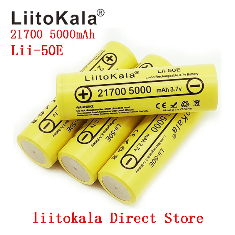 LiitoKala 21700 5000mA Li-ion Battery 3.7V Discharger 35A Power battery E-tools Battery