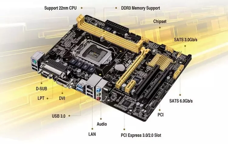 Imagem -03 - Plus Placa Mãe Desktop Soquete B85 Lga 1150 i7 i5 i3 Ddr3 16g Sata3 Micro-atx Asus-b85m-d