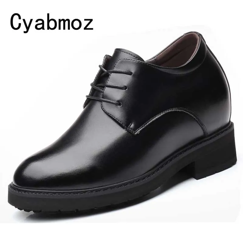 12 CM Extra High Elevator Shoes Men's Split Leather Height Increasing Casual Business Shoes Hidden Wedge Heel Male Wedding Shoes