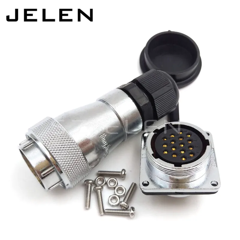 WF28 serie 16 pin waterproof connector IP67 male and female connector, LED 16 pins power cable panel mount connector