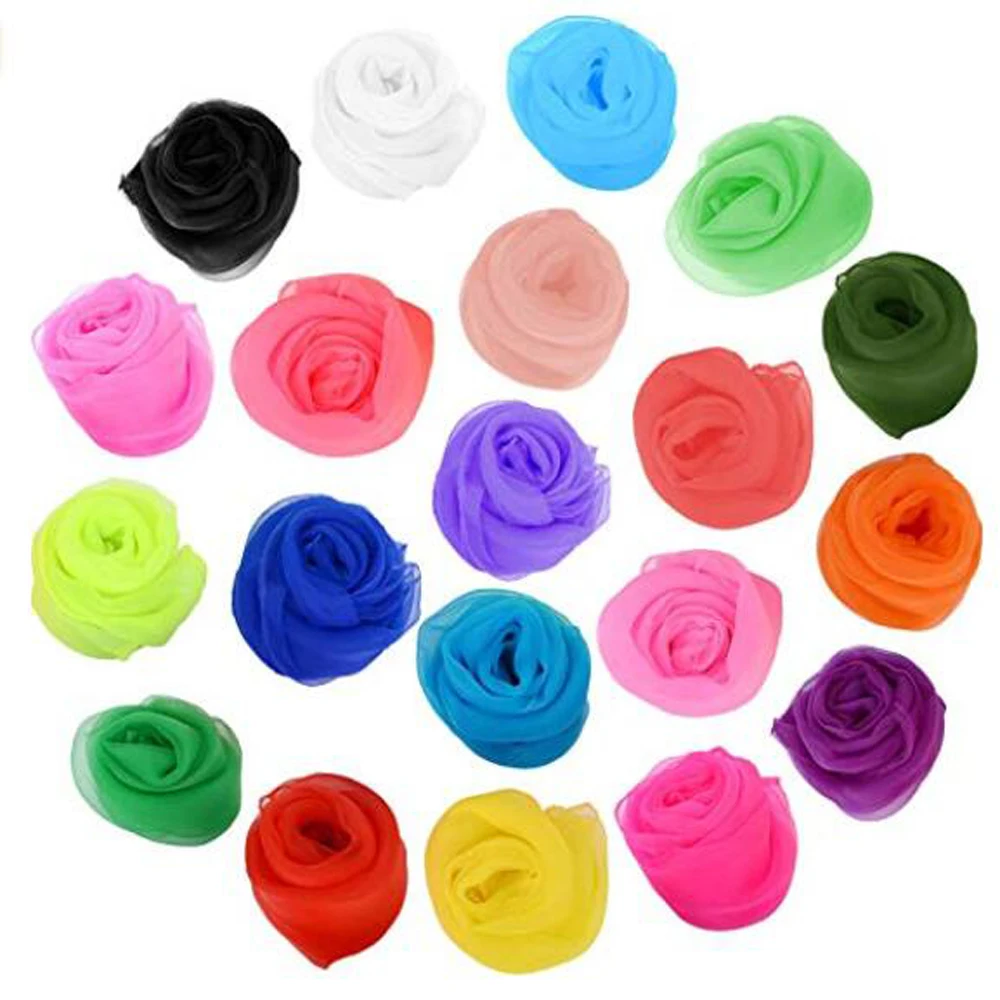 20 Pcs 24 by 24 Inch Square Dance Scarf Soft Silk Magic Scarves & Juggling Scarf For Women & Girls Dressing Up Party (20 Colors)