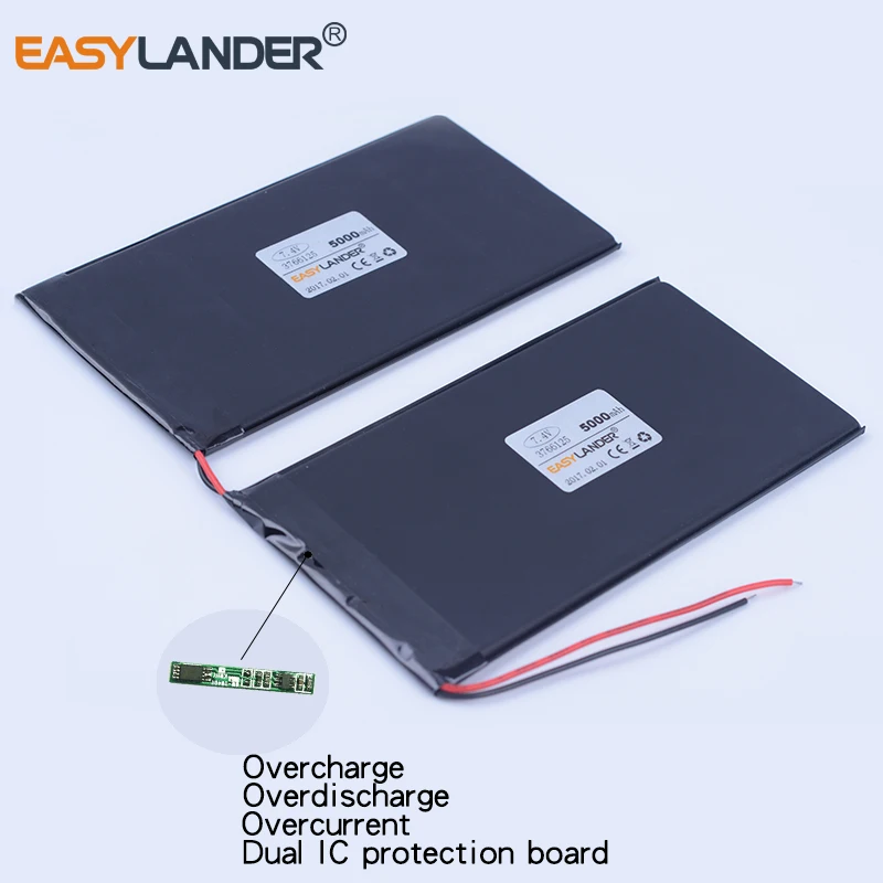 7.4V 5000mAh 충전식 리튬 폴리머 리튬 이온 배터리, 큐브 U30GT U30GT1 U30GT2 태블릿 pc 배터리 플레이트 3766125*2