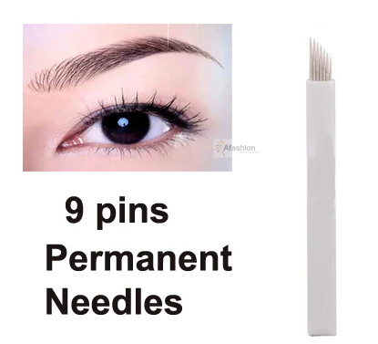 

30pcs Eyebrow 9 pin Permanent Makeup needles eye tattoos flat blades 3d Microblading tools