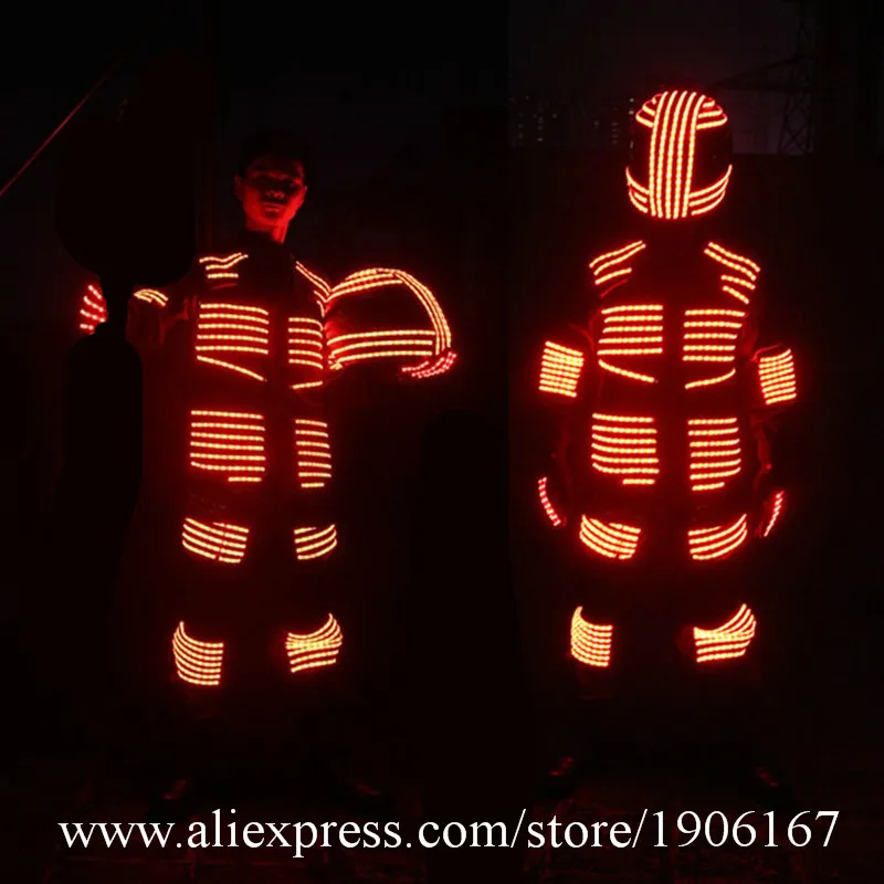 New Design Led Luminous Ballroom Men Costume Led Light Up Robot Dance Suit Stage Performance Party Dress