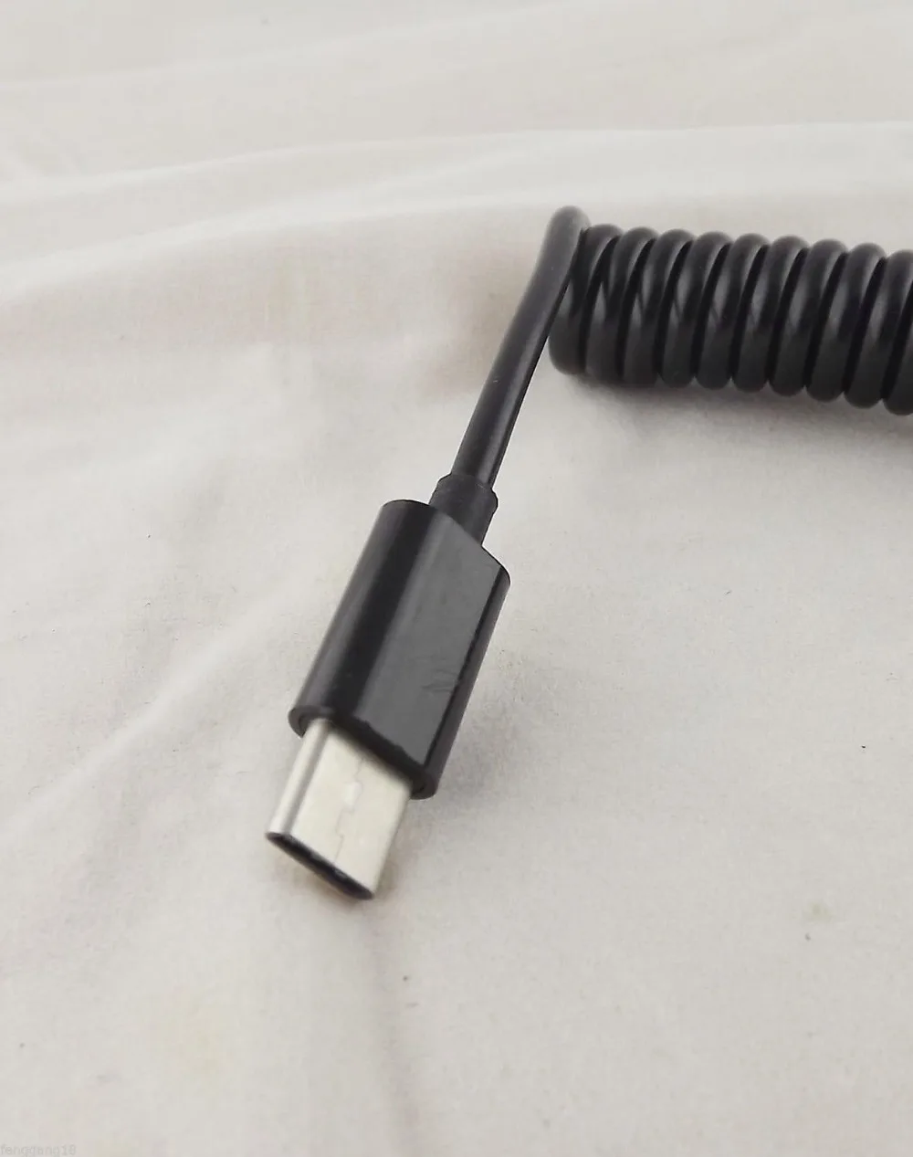 1pc USB 3.1 C Type Male To 2.0 A Male Spiral Coiled Data Sync Adapter Cable Black 3M
