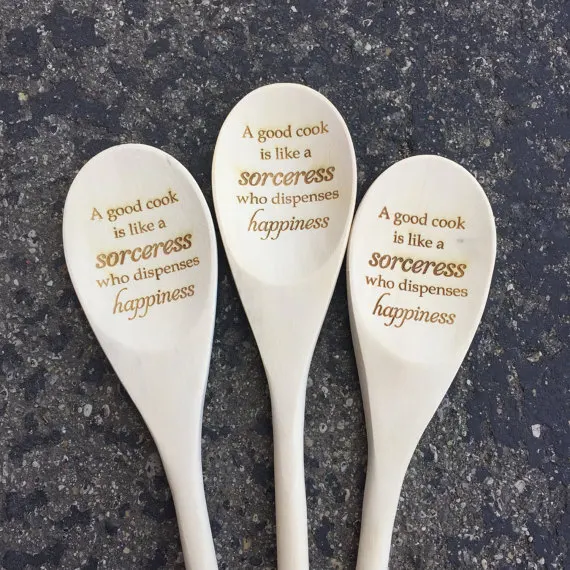 

custom text A Good Cook engraved bridal shower Wedding Wooden kitchen spoons birthday baby baptism party favors company gifts