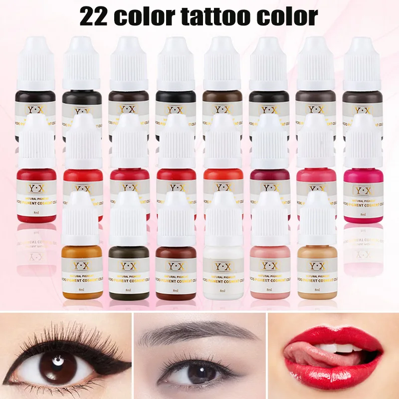 

22 Colors Plant Tattoo Ink Pigment for Semi-permanent Eyebrow Eyeliner Lip Paint Microblading Pigment Eyebrow Tattoo Color Inks