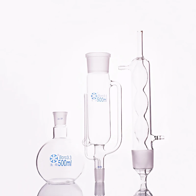 

Extraction apparatus,with bulbed condenser and ground glass joints,Flask capacity 100ml/150ml/250ml/500ml/1000ml/2000ml/3000ml