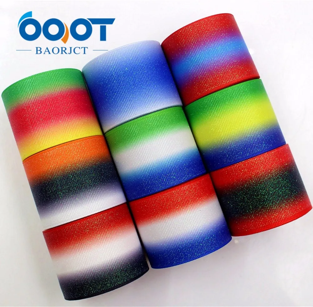 OOOT BAORJCT 181162 38 mm  10 yards flash Ribbons Thermal transfer Printed grosgrain Wedding Accessories DIY handmade material