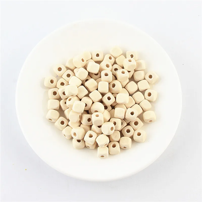 100Pcs Natural Color Wood Beads 8/10mm Square Wood Spacer Beads For Jewelry Making DIY Bracelet Necklace Handmade Accessories