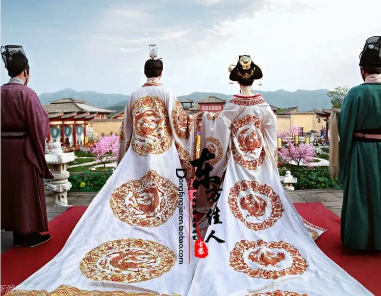 TV Play Great Tang Empress - Wu Zetian Actress Costume Delicate Embroidery with Gorgeous Long Tail Emperor & Empress Costume