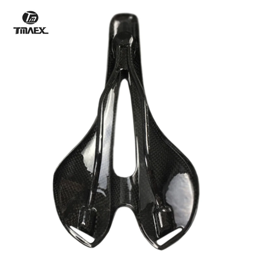 Carbon Hollow Saddle for Bicycle, Super Light Weight, White Leather Saddle, MTB Seat, Road Parts, New