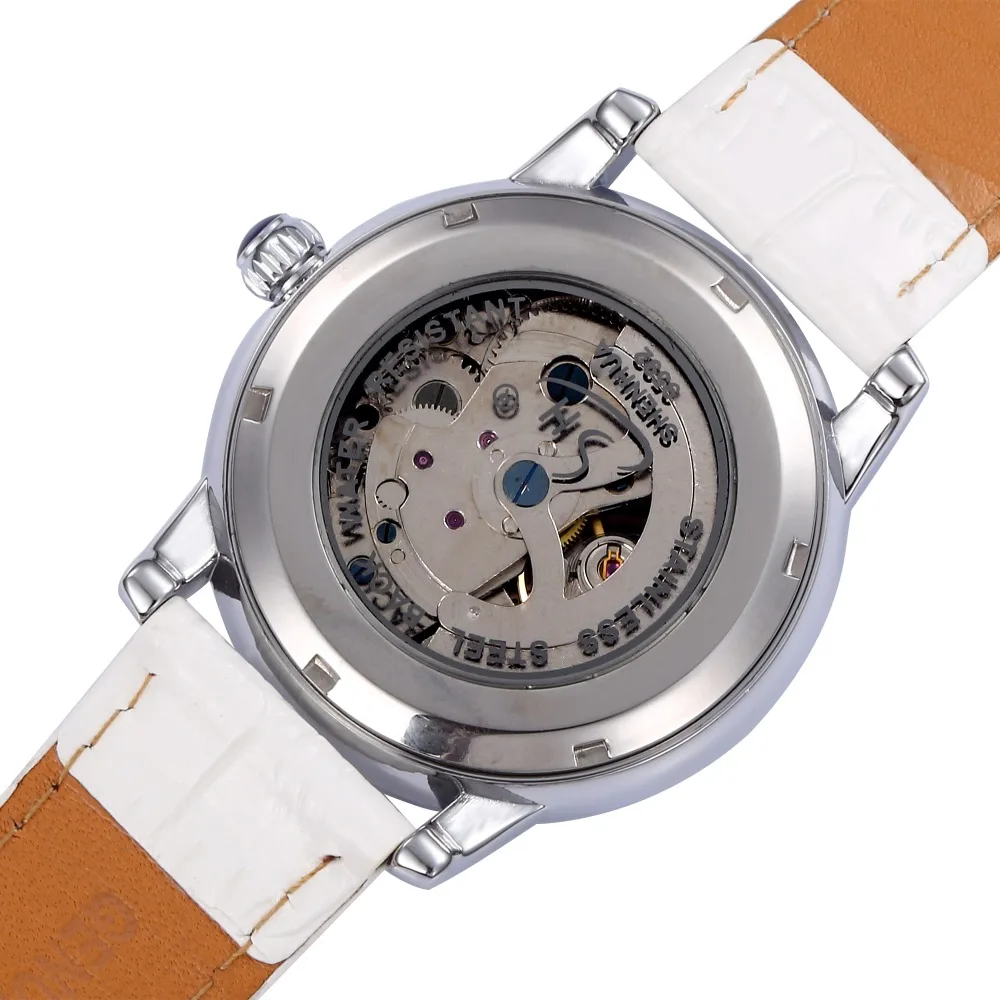 2021 New Women Skeleton Automatic Self-Wind Watch Women Dress Watches Rhinestone Mechanical Watch Girl\'s Gift Relogio Feminino