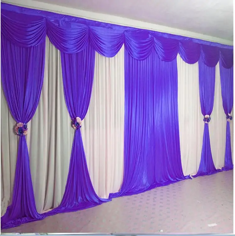 3*6M Fashion Hot Pink Wedding Backdrop with Beautiful Swag Wedding Drape and Curtain Wedding Event Party Decoration