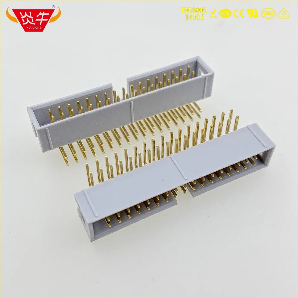 

50Pcs DC3-34P GREY WHITE 34PIN IDC SOCKET BOX 2.54mm PITCH BOX HEADER RIGHT ANGLE CONNECTOR CONTACT PART GOLD-PLATED 3Au YANNIU