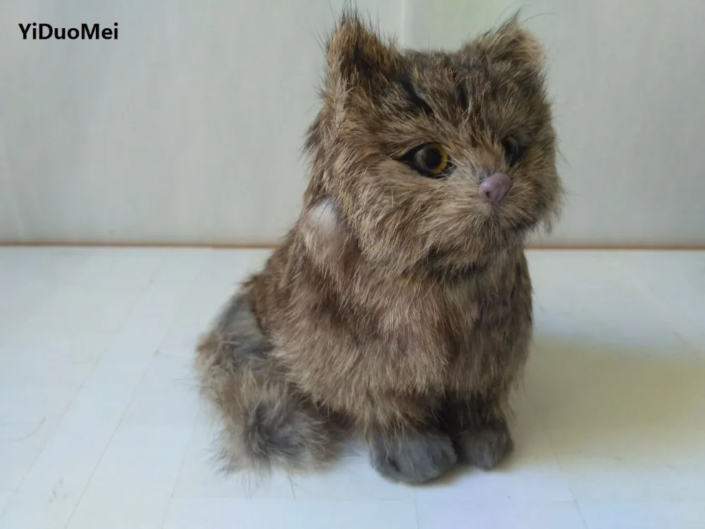 artificial cat model,plastic&furs squatting cat sounds miaow cat 12x8x13cm handicraft, home decoration,gift d1604
