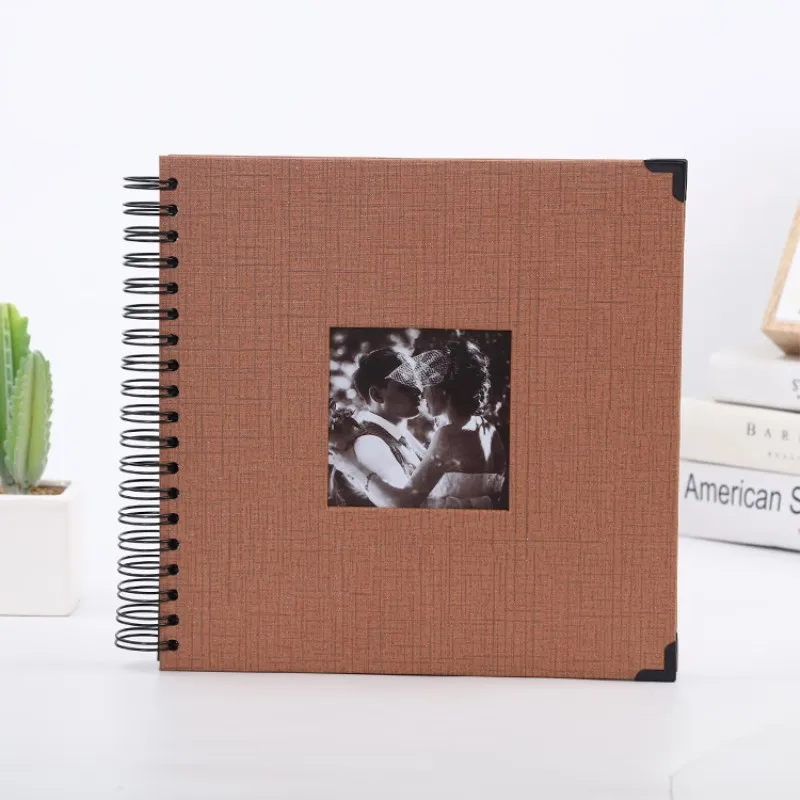 12 Inch Photo Album Paper Texture Window Manual DIY Album Corner Coil Binding Scrapbooking Wedding Photo Album