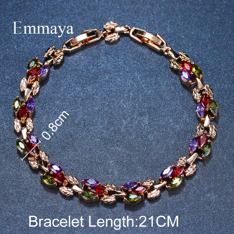 Emmaya Leaf Multicolor Bangles Classical Charm Shinny AAA CZ Bracelet Wholesale Jewelry for Female Party Gift