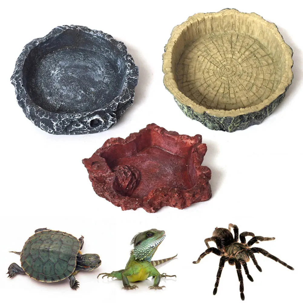 Crawler Pet Feeder Bowl Basin Resin Non-toxic Food Water Pot Reptile Turtle Tortoise Scorpion Lizard Crabs Pets Supplies