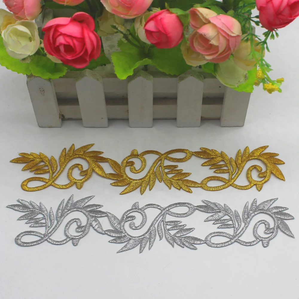 YACKALASI 5 Pieces/Lot Gold Appliqued Iron On Cosplay Costume Iron On Embroidery Gatches 20*4cm