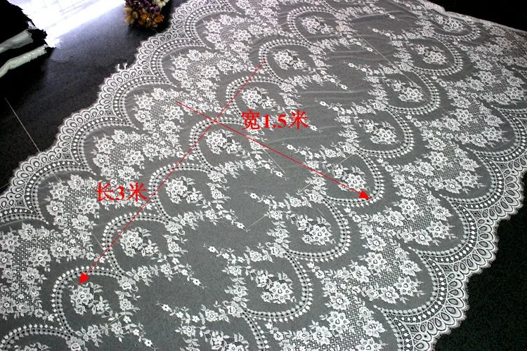 150CM wide eyelash lace fabric Embroidered DIY clothing wedding dress table flag accessories