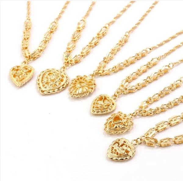 MxGxFam (470*2mm)Fashion 18 yellow Gold Color Heart Necklaces Women For Free Shpping. Made by Environmental Copper